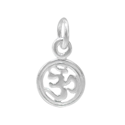 Charms, OM, Sterling Silver, 11mm x 8mm x 1mm, 1 pc