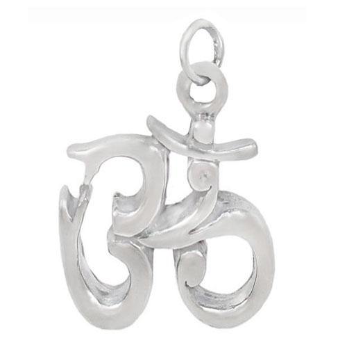 Charms, OM, Sterling Silver, 12mm Diameter , Sold Per pkg of 1 - Butterfly Beads