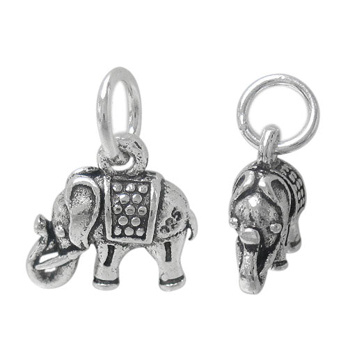 Charm, Elephant, Sterling Silver, 7mm L x 11mm W, Sold Per pkg of 1