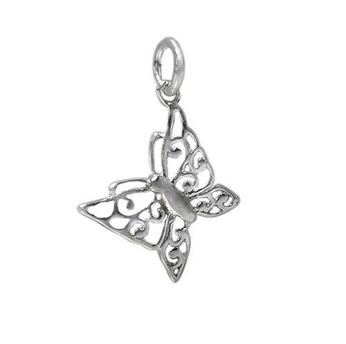 Charm, Butterfly, Sterling Silver, 12mm X 16mm, 1pc - Butterfly Beads