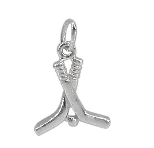 Charms, Hockey Stick, Sterling Silver, 13mmL x 12mmW, Sold Per pkg of 1
