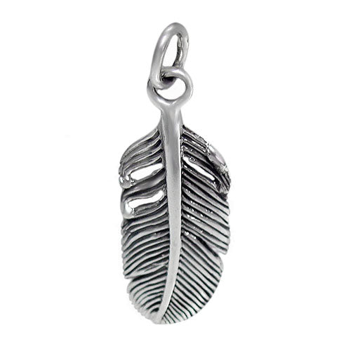 Charm, Smooth Detail Feather, Sterling Silver, 16mm x 6mm x 1mm, 1 pc