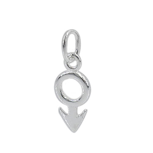 Charms, Mars Male Symbol, Sterling Silver, 10mm X 6mm , Sold Per pkg of 1