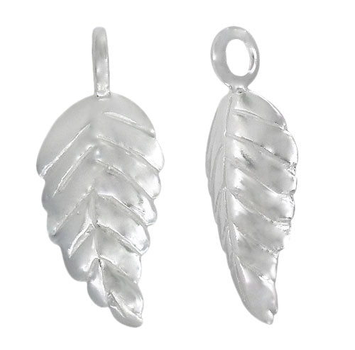 Charm, Smooth Leaf, Sterling Silver, 15mm X 8mm X 8mm, 1pc