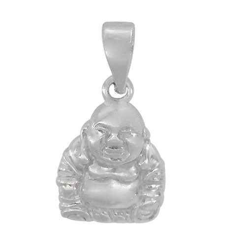 Charm, Buddha, Rhodium Plated on Sterling Silver, 12mm X 10mm, Sold Per pkg of 1