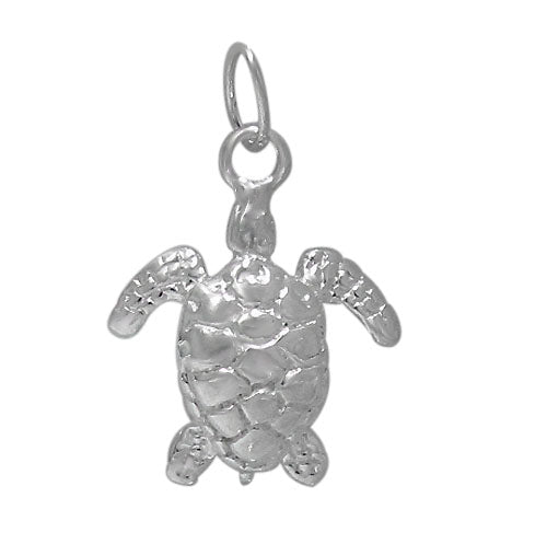 Charm, Turtle, Sterling Silver, 13mm x 12mm, 1 pc