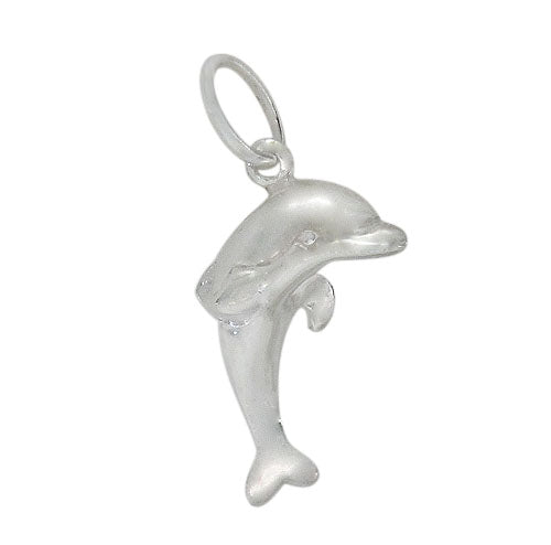 Charm, Dolphin, Sterling Silver, 19mm L x 12mm W, 1 pc