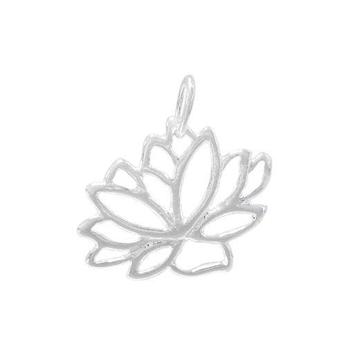 Charms, Lotus, Sterling Silver, 13mm L x 16mm W, 1pc - Butterfly Beads