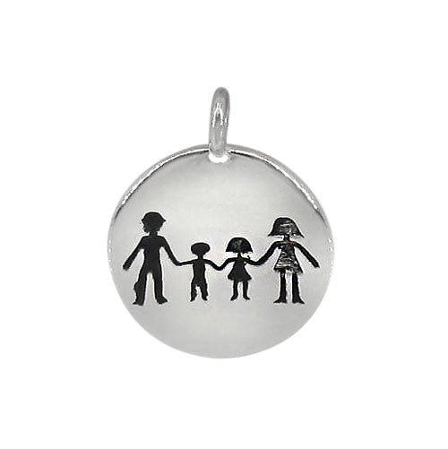 Charm, Family, Sterling Silver, 12mm X 1mm, Sold Per pkg of 1
