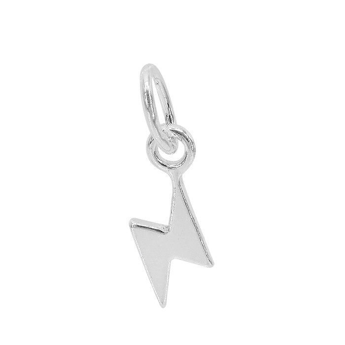 Charm, Flat Thunder Bolt, Sterling Silver, 4mm x 8.5mm x 1mm, 1 pc