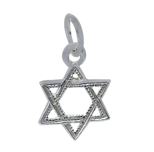 Charms, Star of David, Sterling Silver, 10mm x 9mm x 1mm, 1 pc