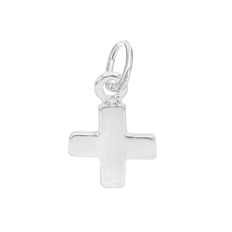 Charm Flat Cross Sterling Silver 7mm x 7mm x 1mm 1 pc