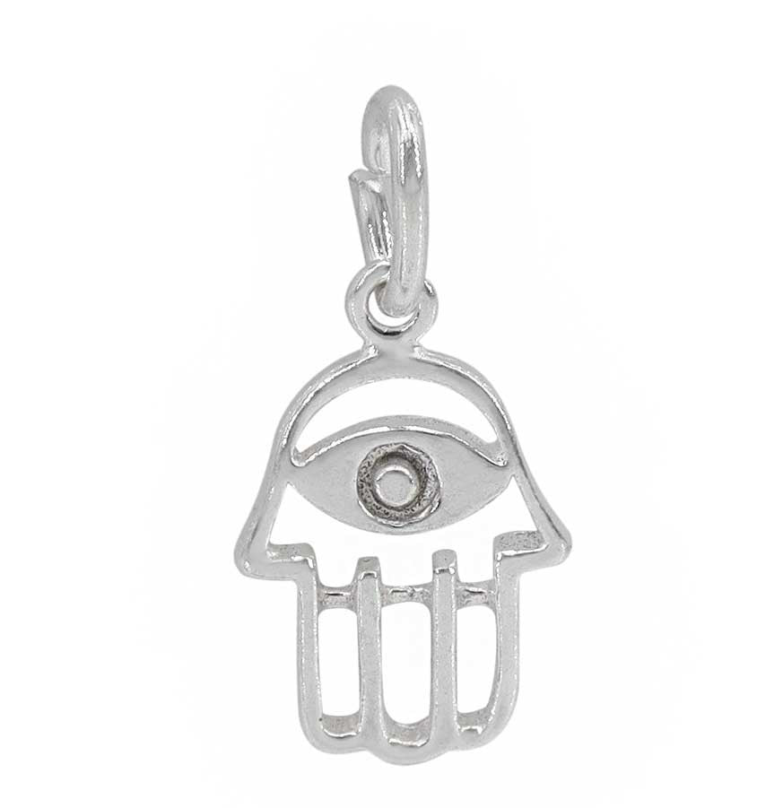 Charm, Smooth Hamsa Hand, Sterling Silver, 11mm x 8mm x 1mm , 1pc