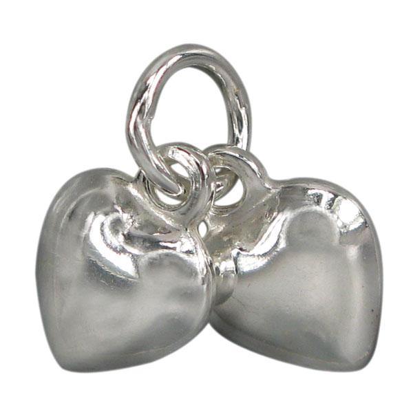 Charms, Double Heart, Sterling Silver, 7mm X 7mm x 3mm, 1pc - Butterfly Beads