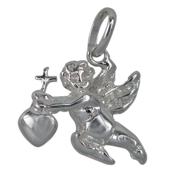 Charm, Cupid, Sterling Silver, 18mmL X 17mmW , Sold Per pkg of 1