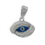 Charm, Blue Evil Eye, Rhodium plated on Sterling Silver, Sold Per pkg of 1