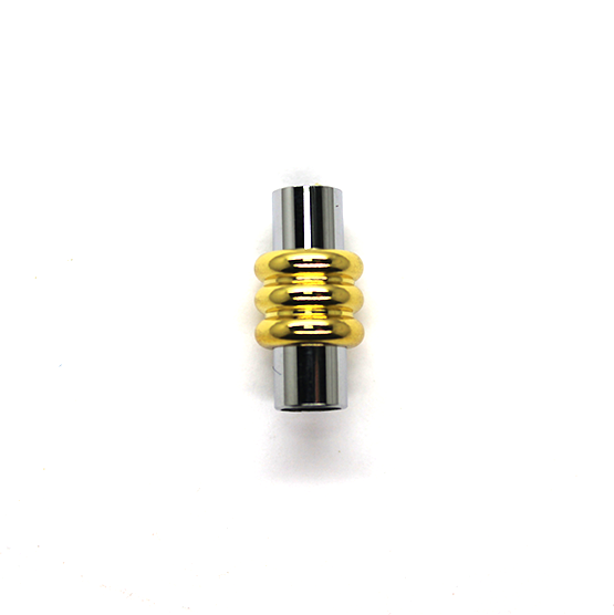 Clasp, Magnetic Tube Clasp, Alloy, Gold &amp; Silver, 19mm x 6mm, Sold Per pkg of 2