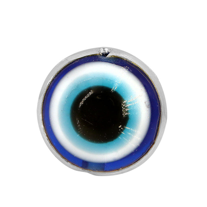 Bead, Evil Eye Bead, Sterling Silver, 11mm x 6mm, 1pc