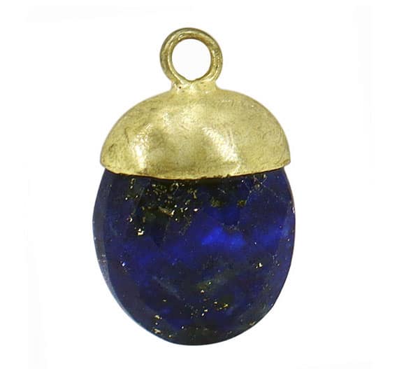 Charm, Lapis Lazuli Charm, Sterling Silver with Gold, Available in Multiple Sizes, 1pc