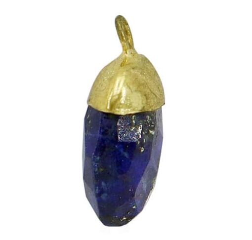 Charm, Lapis Lazuli Charm, Sterling Silver with Gold, Available in Multiple Sizes, 1pc