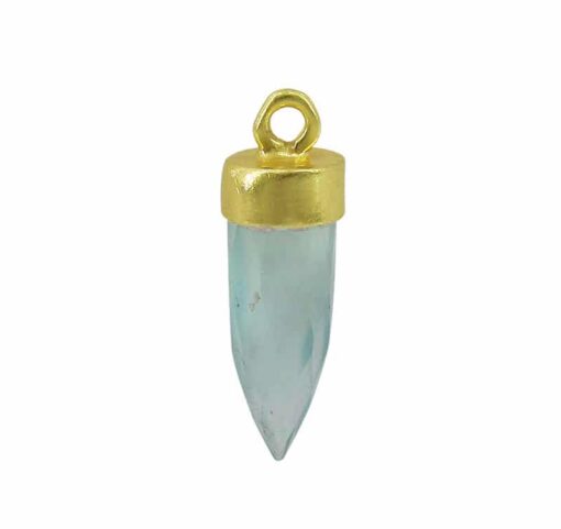 Charm, Faceted Stone Charm, Sterling Silver with Gold, Multiple Stones Available, 14mm x 5mm - 1pc