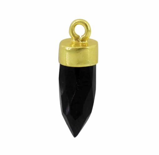 Charm, Faceted Stone Charm, Sterling Silver with Gold, Multiple Stones Available, 14mm x 5mm - 1pc