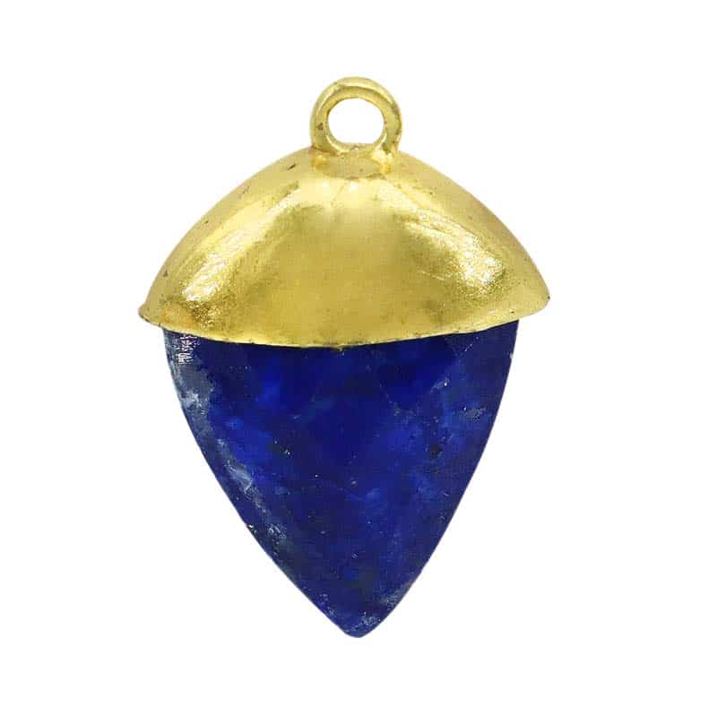 Charm, Lapis Lazuli Charm, Sterling Silver with Gold, Available in Multiple Sizes, 1pc