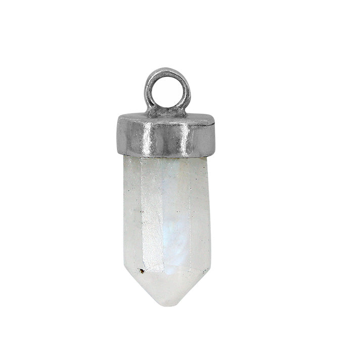 Charm, Faceted Stone Charm, Sterling Silver, approx. 11mm x 5mm, 1pc