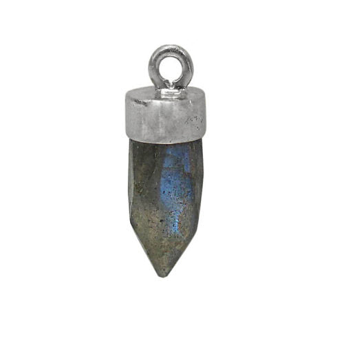 Charm, Faceted Stone Charm, Sterling Silver, approx. 11mm x 5mm, 1pc