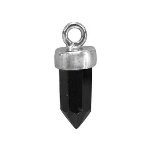 Charm, Faceted Stone Charm, Sterling Silver, approx. 11mm x 5mm, 1pc