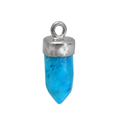 Charm, Faceted Stone Charm, Sterling Silver, approx. 11mm x 5mm, 1pc