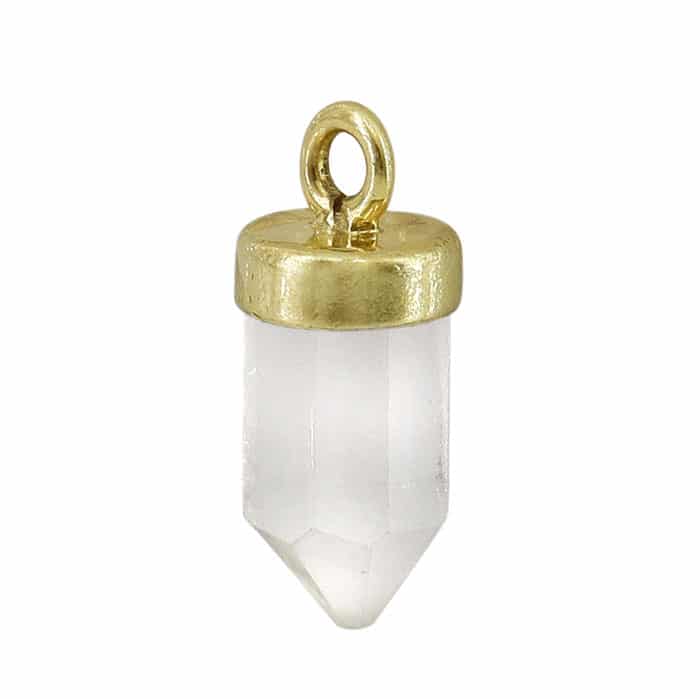 Charm, Faceted Stone Charm, Sterling Silver with Gold, approx. 11mm x 5mm, 1pc