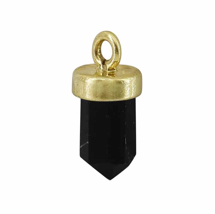 Charm, Faceted Stone Charm, Sterling Silver with Gold, approx. 11mm x 5mm, 1pc