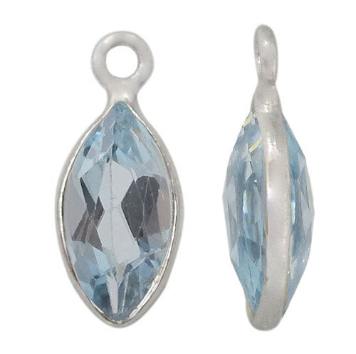 Charm, Blue Topaz, Rhodium plated on Sterling Silver, 1 pc