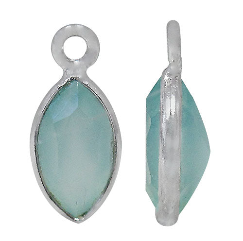 Charm, Chalcedony, Rhodium plated on Sterling Silver, Sold Per pkg of 1