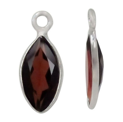 Charm, Garnet, Rhodium plated on Sterling Silver, 1 pc