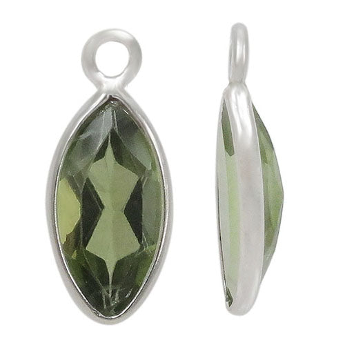 Charm, Peridot, Rhodium plated on Sterling Silver, 1 pc