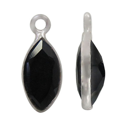 Charm, Onyx, Rhodium plated on Sterling Silver, Sold Per pkg of 1