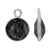 Charm, Black Rutilated Quartz, Rhodium plated on Sterling Silver, 1 pc