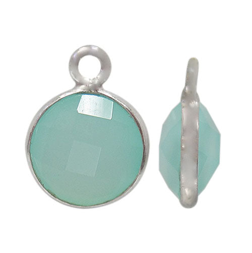 Charm, Chalcedony, Rhodium plated on Sterling Silver, 1 pc