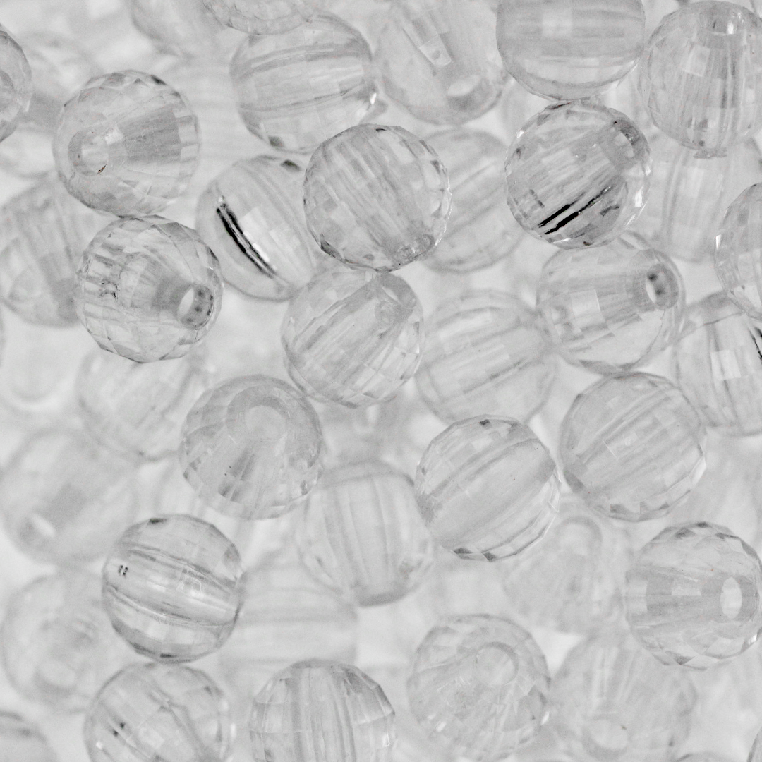 Plastic Clear Round Bulk Beads, Available in 4 sizes
