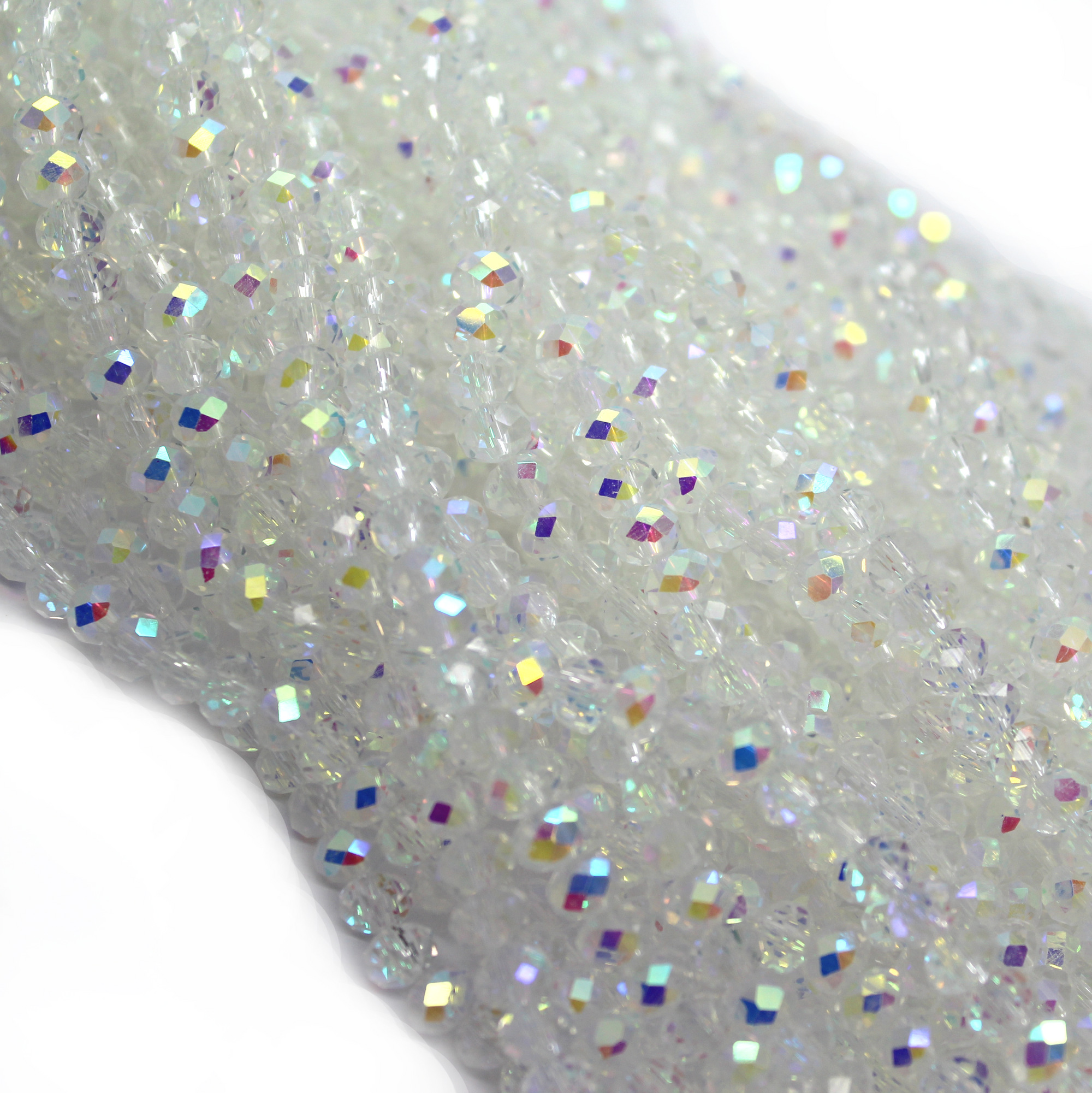 Glass Crystal Beads, Rondelle, Crystal AB, 6mm x 5mm, Approx 85 pcs per strand