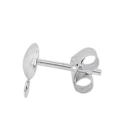 Earring, Sterling Silver, Dome Stud - 5mm, 1 pair
