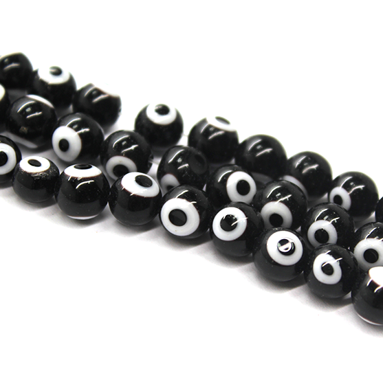 Glass Beads, Dark Brown Evil Eye, 4mm, 92 pcs per strand