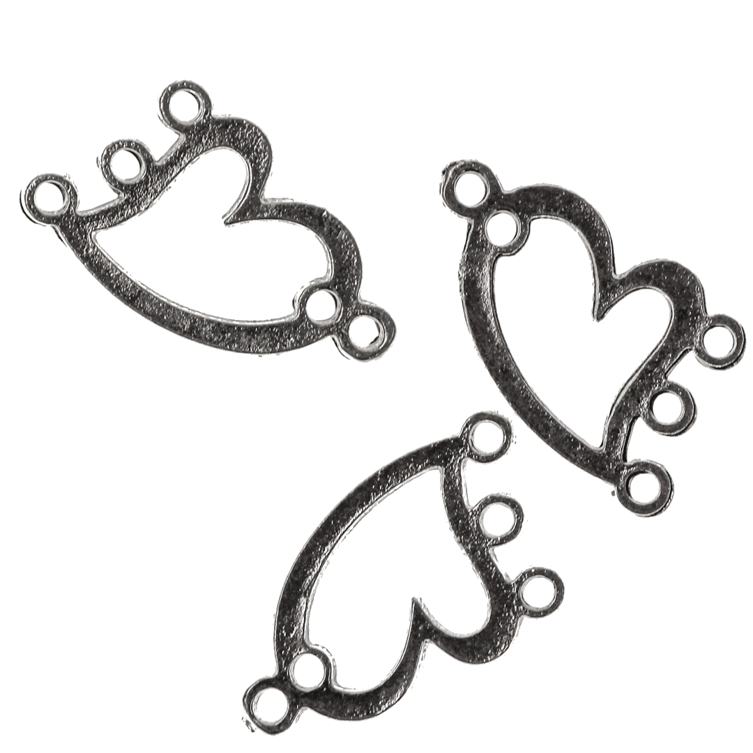 Earrings, Heart with 5 Loops, Silver, Alloy, 20mm x 17.5mm x 1.2mm, Sold Per pkg of 24