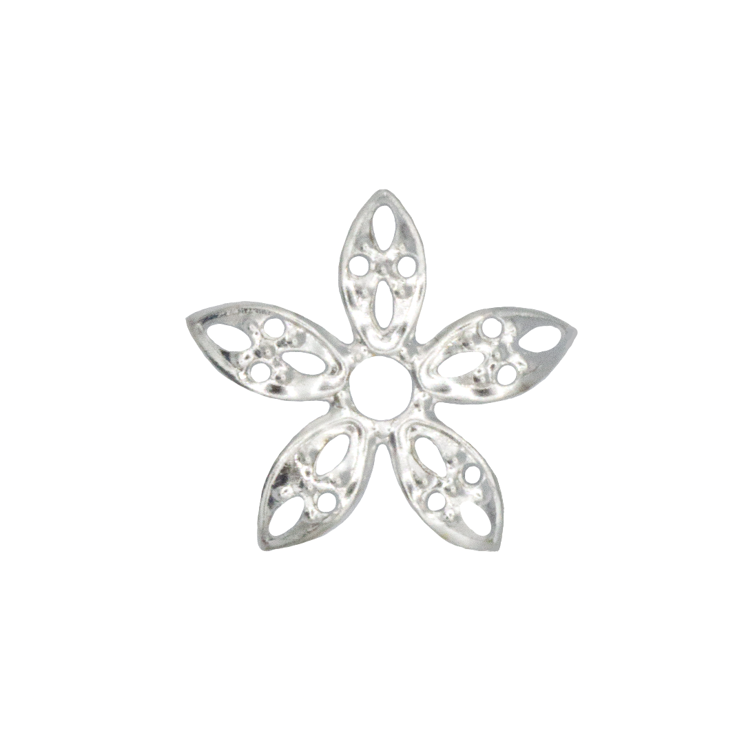Bead Cap, Flower, Silver, Alloy, 12mm x 12mm x 0.50mm, Sold Per pkg of 25