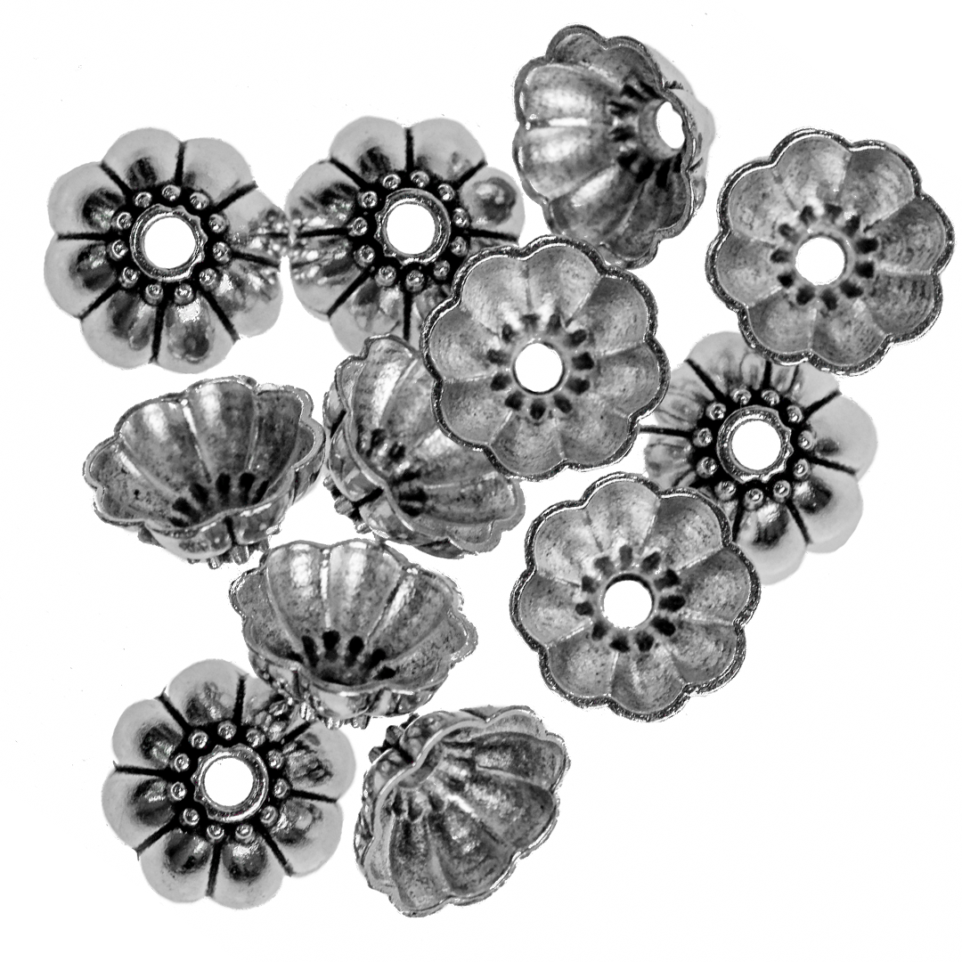 Bead Cap,  Umbrella Bead Cap, Silver, Alloy, 16.2mm x 8mm x 1.3mm, 12 pcs/bag