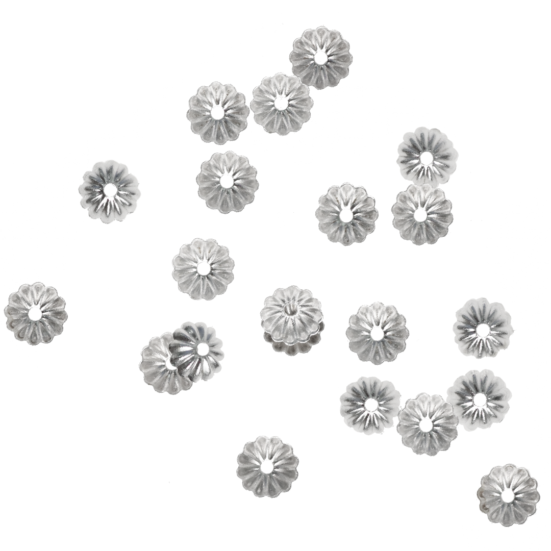 Bead Cap, Mini Flower Cap, Silver, Alloy, 1.4mm x 5mm x 0.2mm, Approx 100 pcs/bag