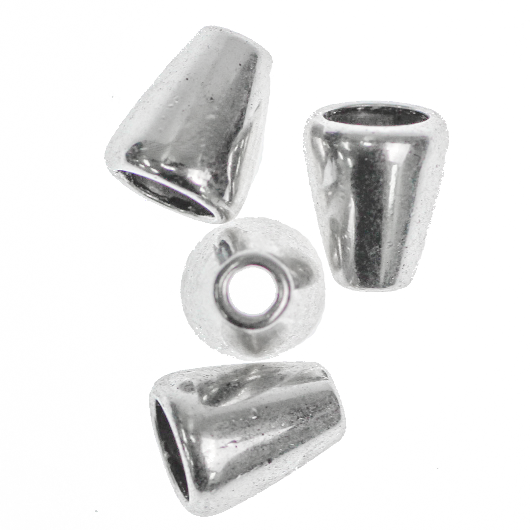 Bead Cone, Plain, Alloy, Silver, 10mm x 8mm x 1mm, 12 pcs/bag