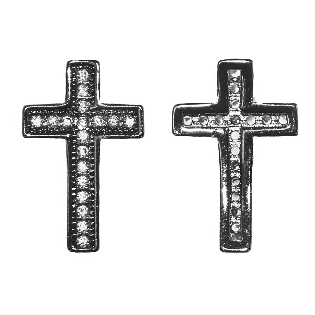 Cross Spacer Bead, Micro Pave, Cubic Zirconia, Gun Metal-Plated, 15mm x 10mm, 1pc